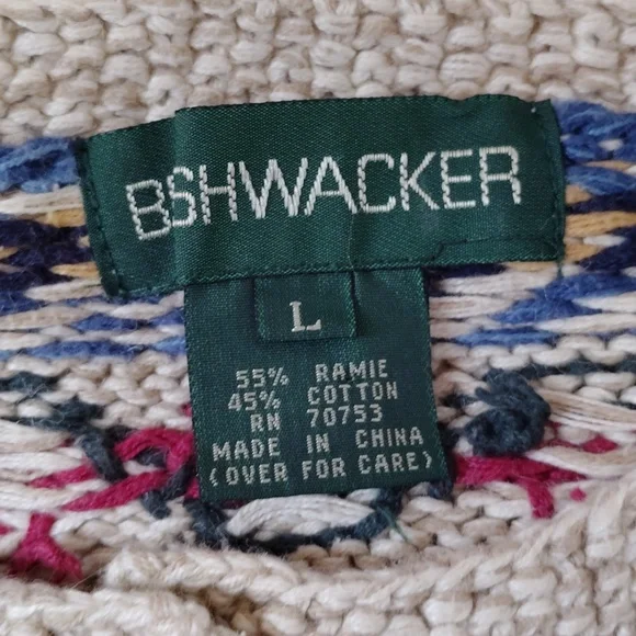 VTG Bushwacker Womens Sz L Button Cardigan Sweater Heavy Knit Christmas Trees - Picture 5 of 6